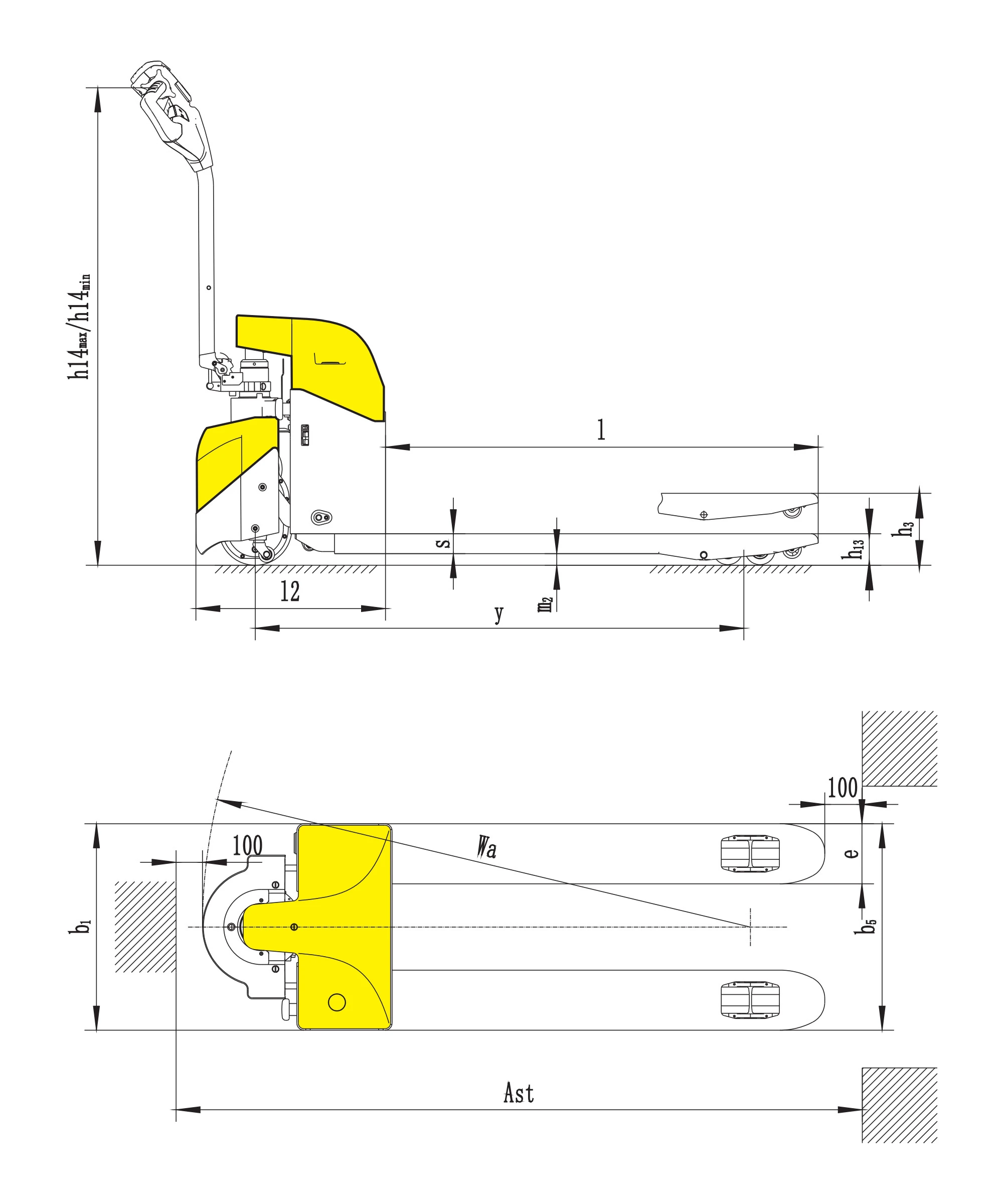 Transpaletë elektrike EPV15H/EPV18H/EPV20H me motor DC pa furça