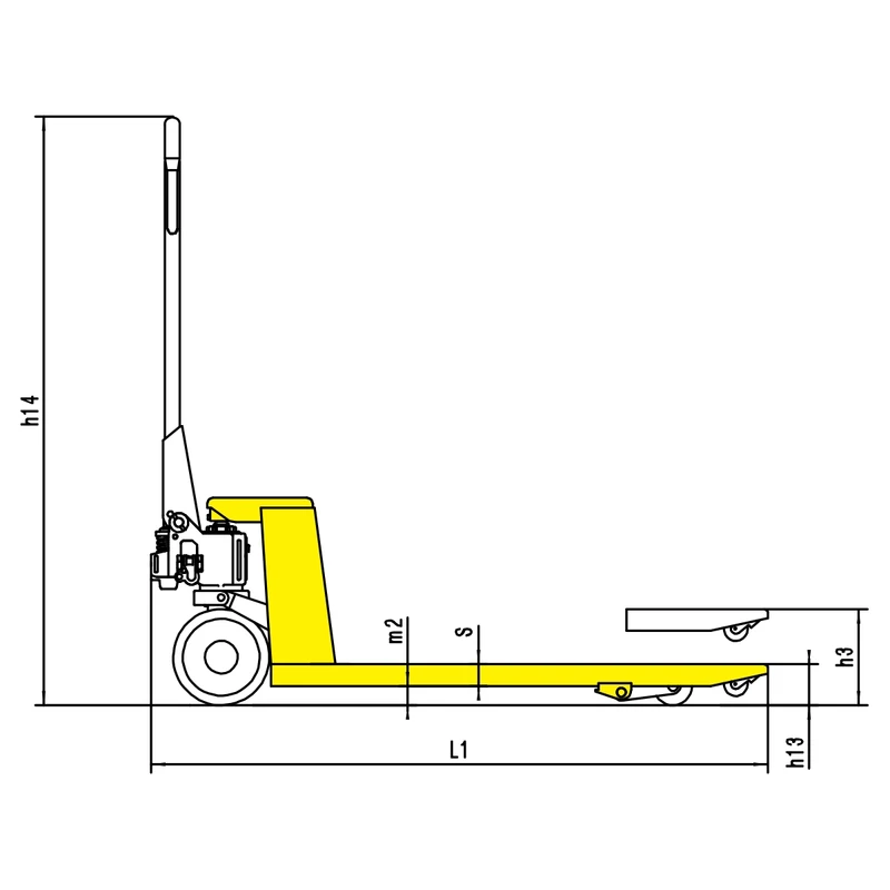 Përmasat e transpaletës manuale të galvanizuar RPV2500G 2500 kg