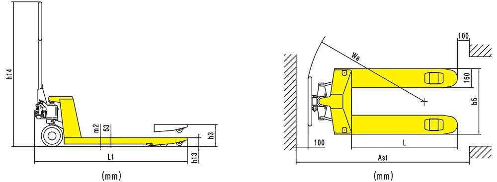 Përmasat e transpaletës manuale premium RPV2500PT/RPV3000PT