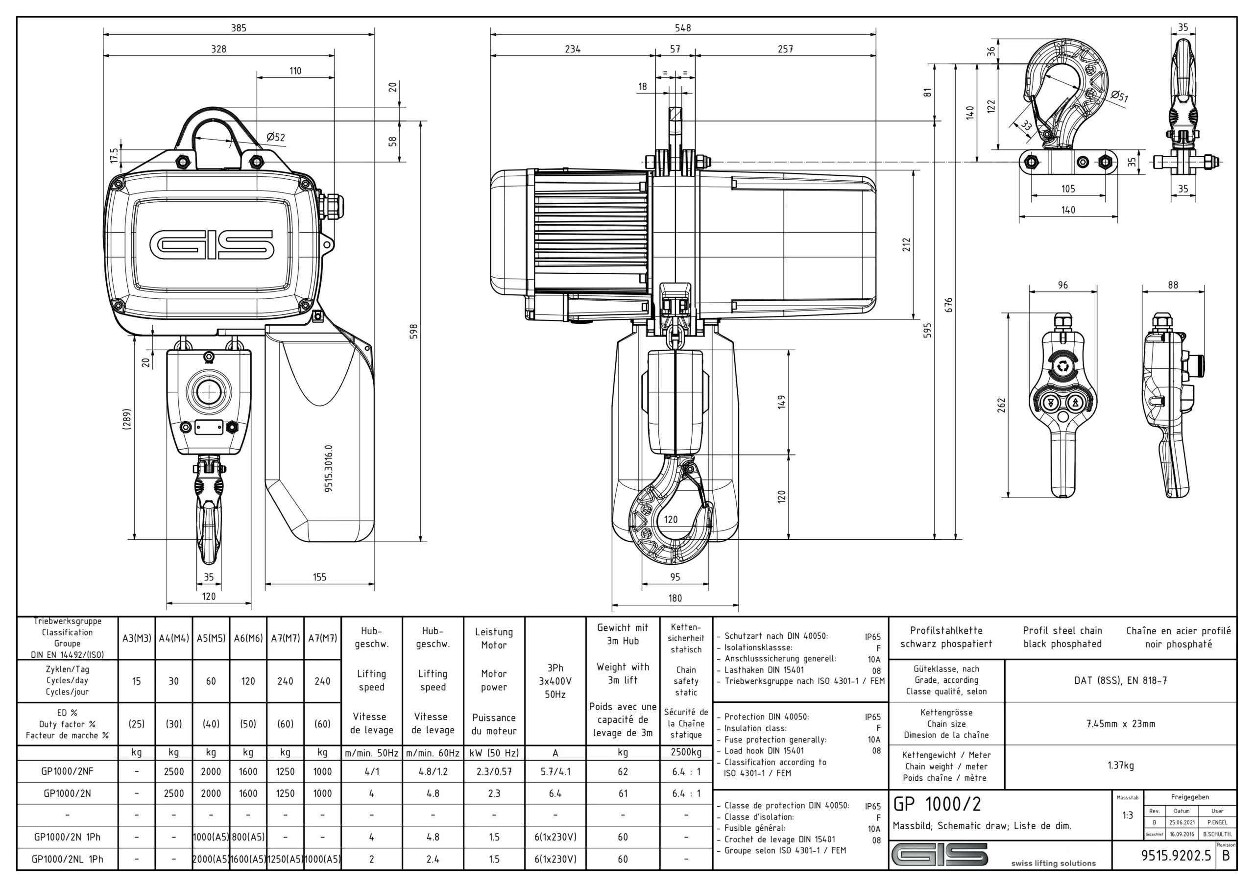Parango elektrike me zinxhir GIS GP1000 me grep ngarkese