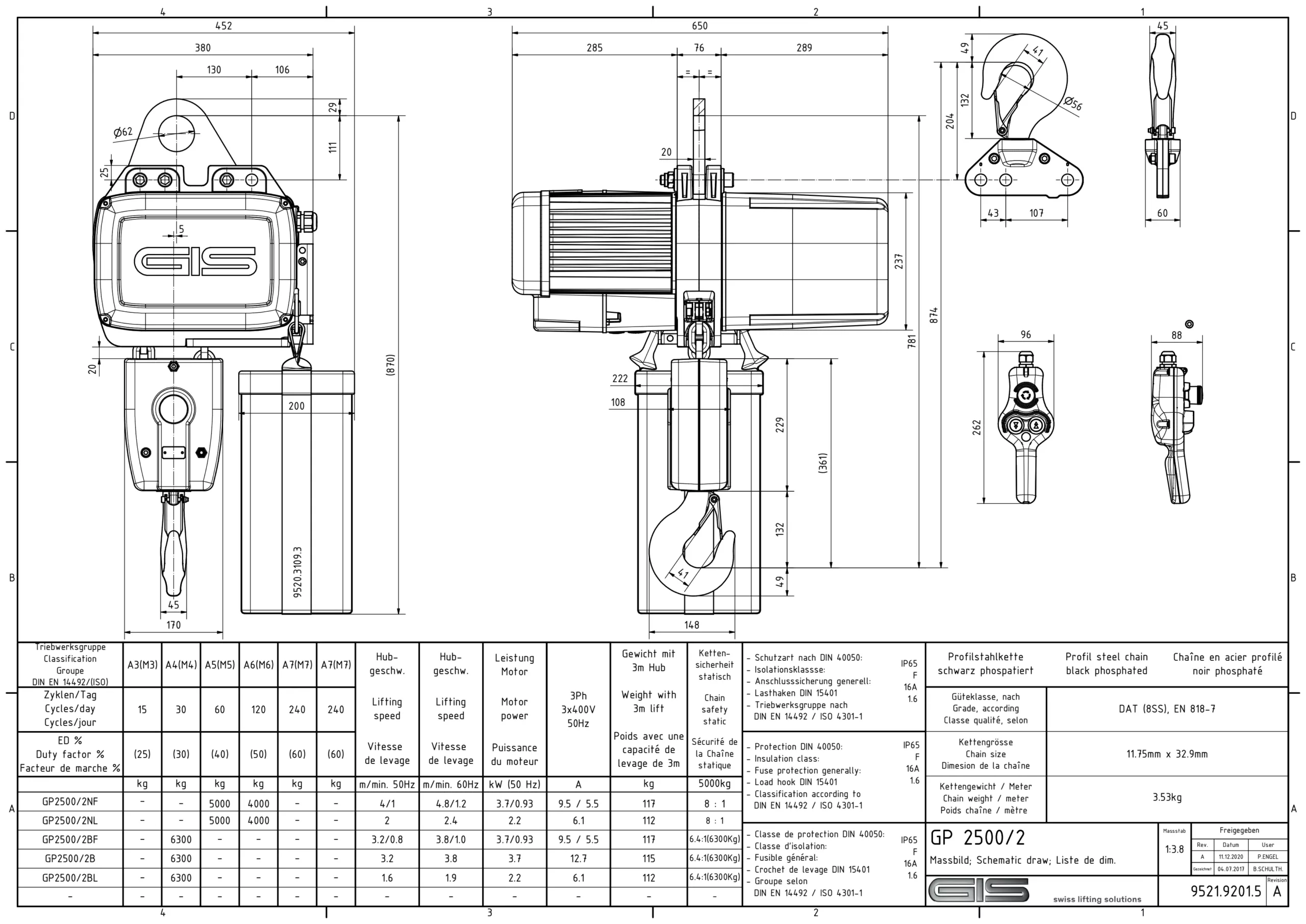 Parango elektrike me zinxhir GIS GP2500 me grep ngarkese