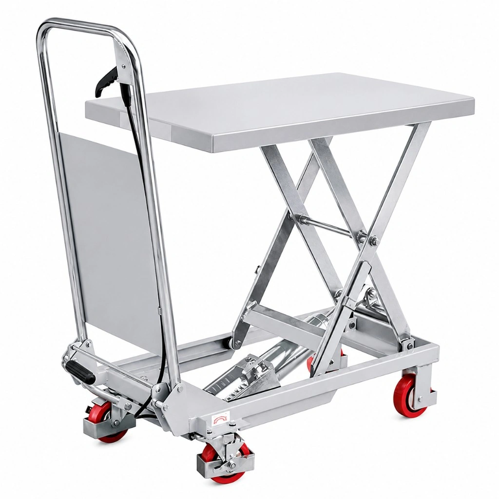 Tavolinë ngritëse e lëvizshme prej çeliku inox (MPS150S) 150 kg